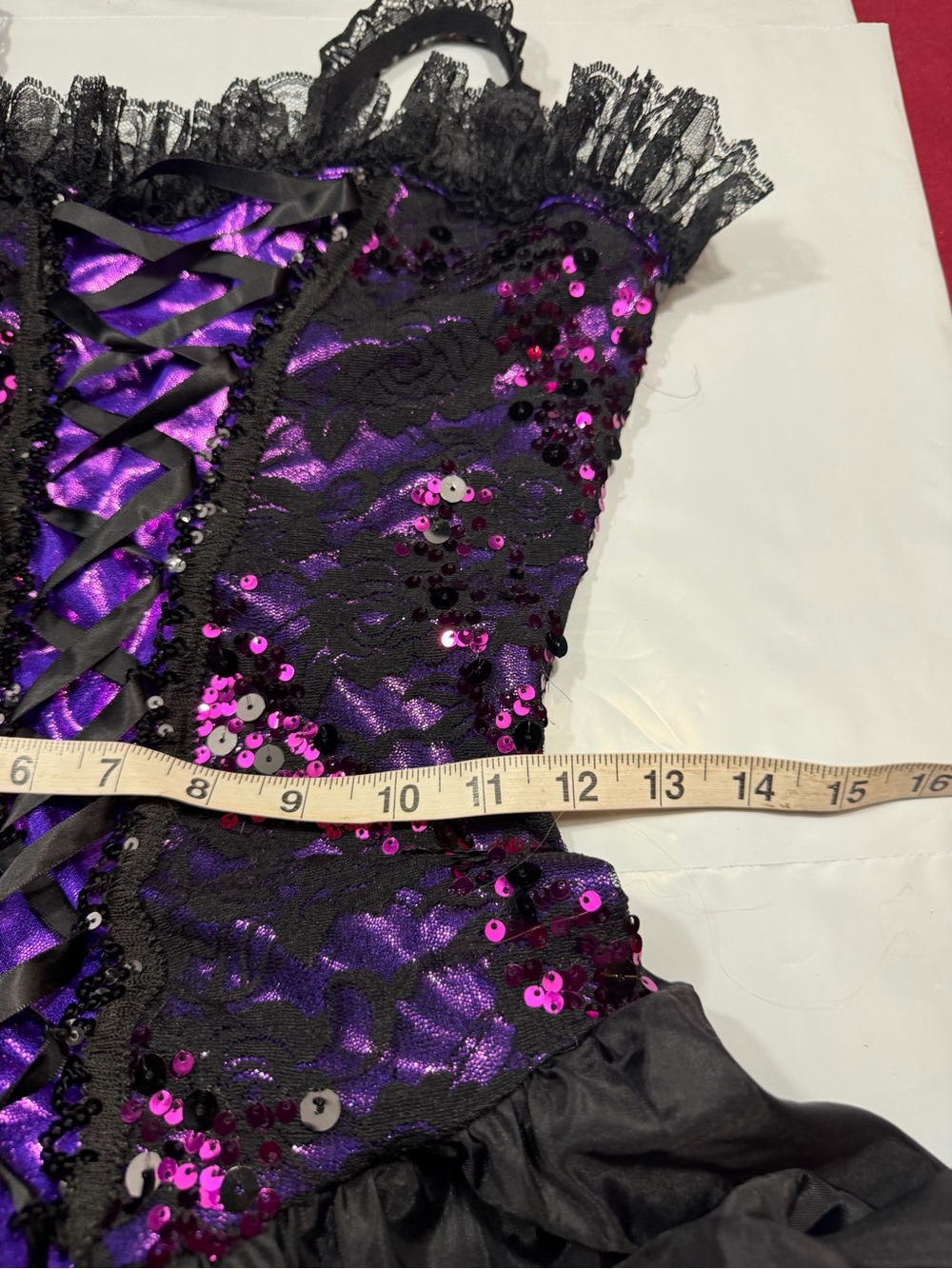 Glamour Costumes black Pink Purple DANCE Recital OUTFIT Moulin Rouge Burlesque M - Picture 5 of 16